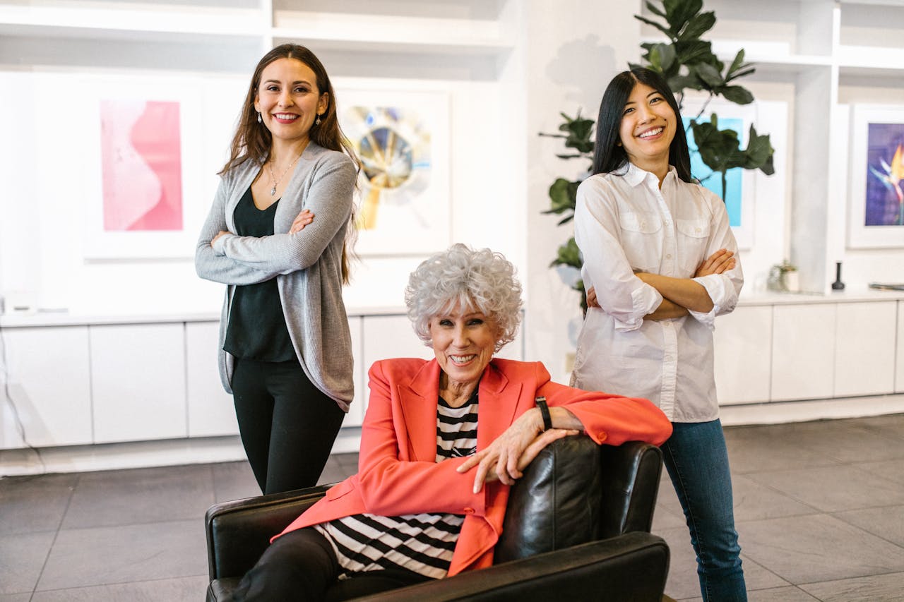 Women Posing Inside the Office